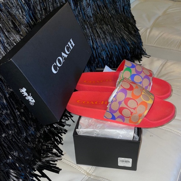 Coach multi colored womens slides size 8 - Picture 3 of 3
